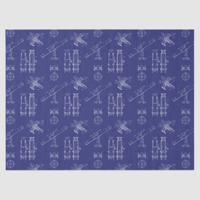 Papel De Seda Telescope Schematics Tissue Paper in Blue (Frente )