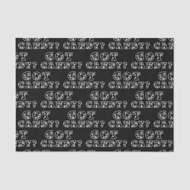 Papel De Seda Tem o Candy? Halloween dos Skulls Pretos e Brancos (Frente )