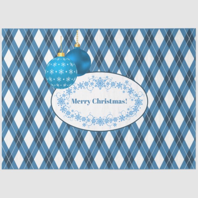 Papel De Seda Tema Azul e Branco Feliz Natal (Frente )