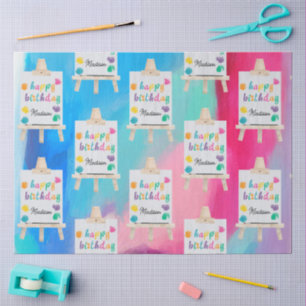 Papel De Seda Tema de Aniversário da Pintura do Artesanato