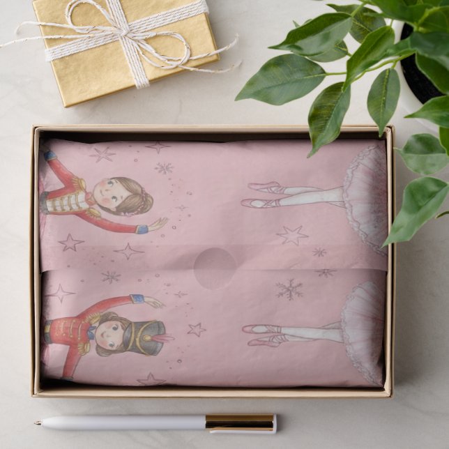 Papel De Seda Tema de Ballet de Noz Pink para Meninas (Presente)