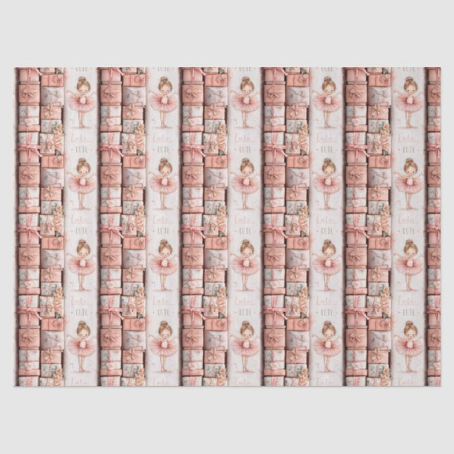 Papel De Seda Tema de Ballet Pastel com Fitas e Tutus (Frente )