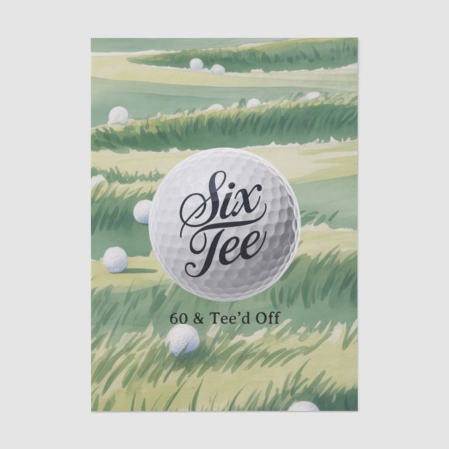 Papel De Seda Tema de Golfe 60 & Festa de Aniversário Tee’d Off (Frente )