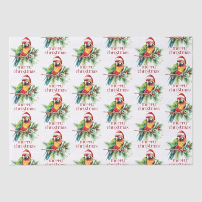 Papel De Seda Tema De Natal Tropical Obrigado Texto Retroativo (Frente )