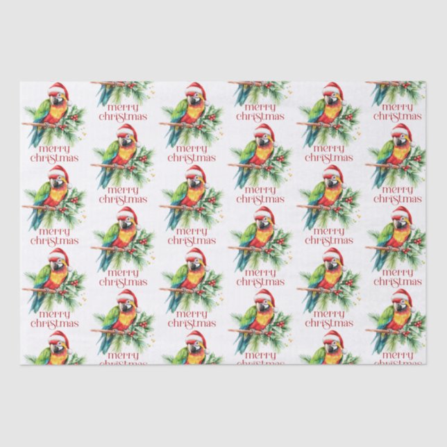 Papel De Seda Tema de Natal Tropical Texto Retro (Frente )