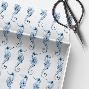 Papel De Seda Tema do Oceano Atlântico Azul