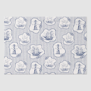 Papel De Seda  Tema Marinho Blue Stripe Roupa Branca Navio  