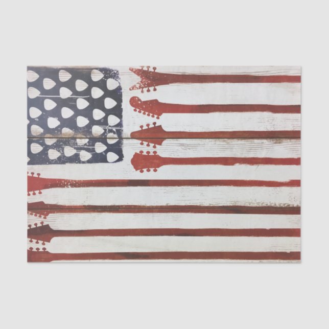 Papel De Seda tema Música de Violão Patriótica American Flag (Frente )