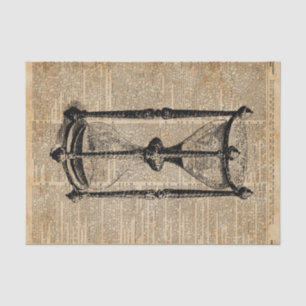 Papel De Seda Tempo, ampulheta antiga, página do livro do