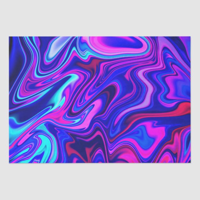 Papel De Seda Tendência Abstrato de turquesa azul-de-neon-rosa (Frente )