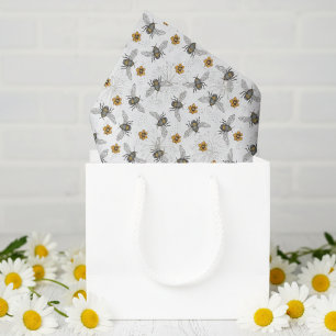 Papel De Seda Tendy White Buzzing Primavera & Summer Honeybee