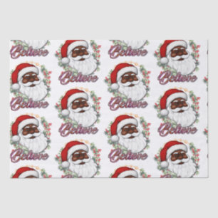 Papel De Seda Tenha Um Melanino Natal Negro Papai Noel