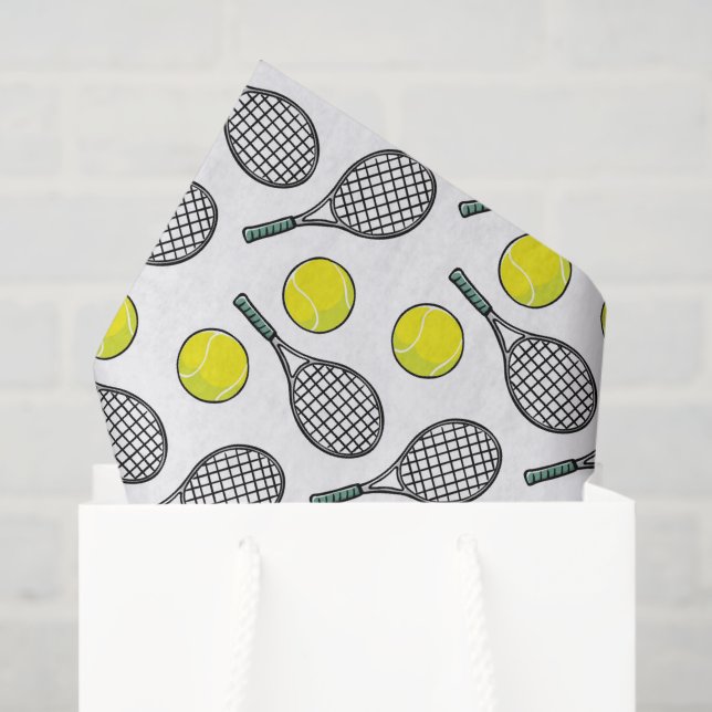 Papel De Seda Tênis Balls Racquet Yellow White Esporte Preto (Sacola de presentes)