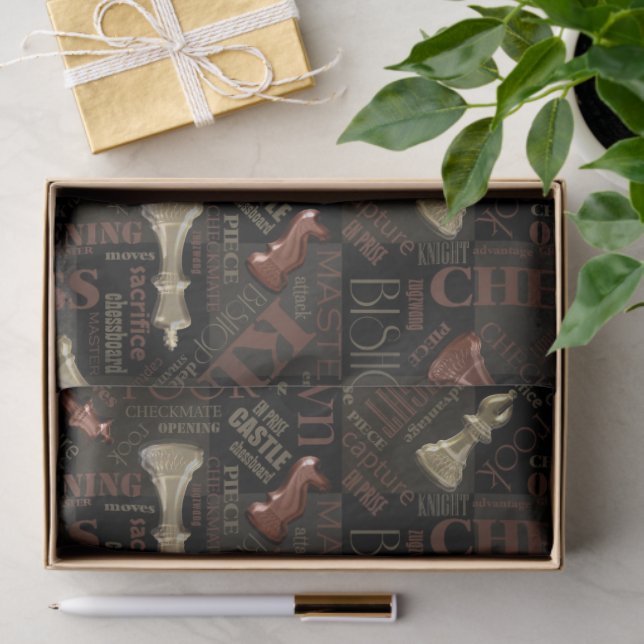Papel De Seda Termos e peças do Xadrez Cobre e ID784 Dourado (Presente)