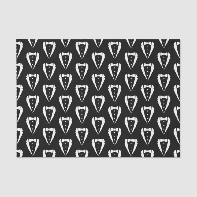 Papel De Seda Terno Tuxedo de Casamento Negro (Frente )