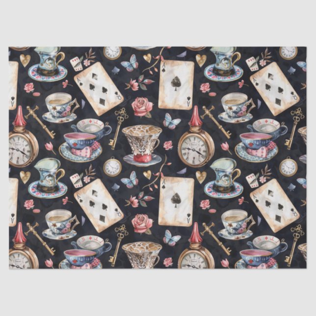Papel De Seda Terra Maravilha Alice Pattern (Frente )