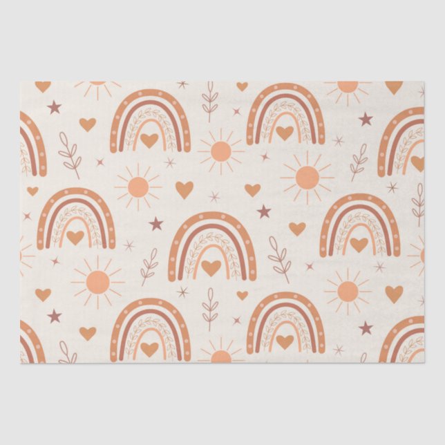 Papel De Seda Terracota padrão boho arco-íris   (Frente )