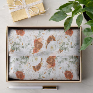Papel De Seda Terracota Terrosa Folhas Botânicas Florais Folha d