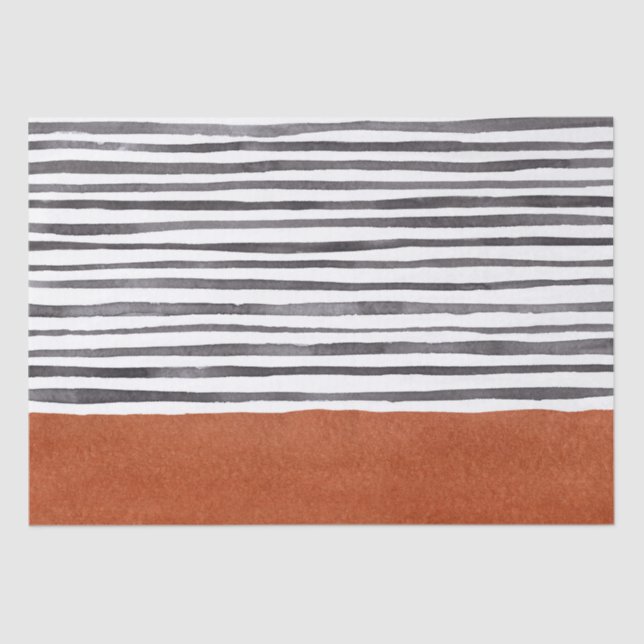 Papel De Seda Terracotta e Black White Stripes  (Frente )
