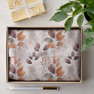 Papel De Seda Terracotta e Folhas de Quedas de Borgonha Boho A