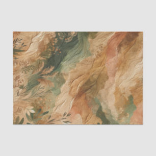 Papel De Seda Terracotta Pêssego Flores Prensadas Boho 