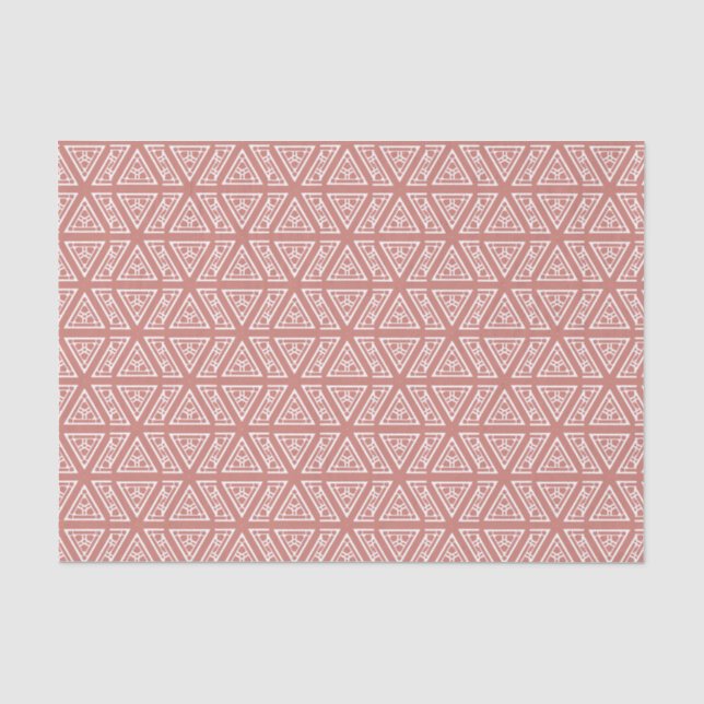 Papel De Seda Terracotta Rosa e Branco Padrão Geométrico (Frente )