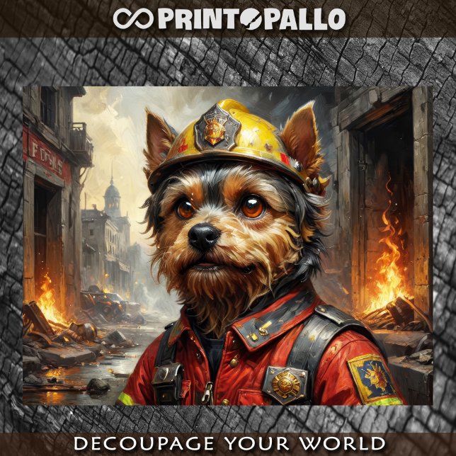 Papel De Seda Terrier de Yorkshire como Bombeiro (Criador carregado)