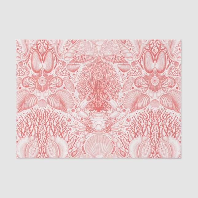 Papel De Seda Tesouros de praia em vermelho-coral (Frente )