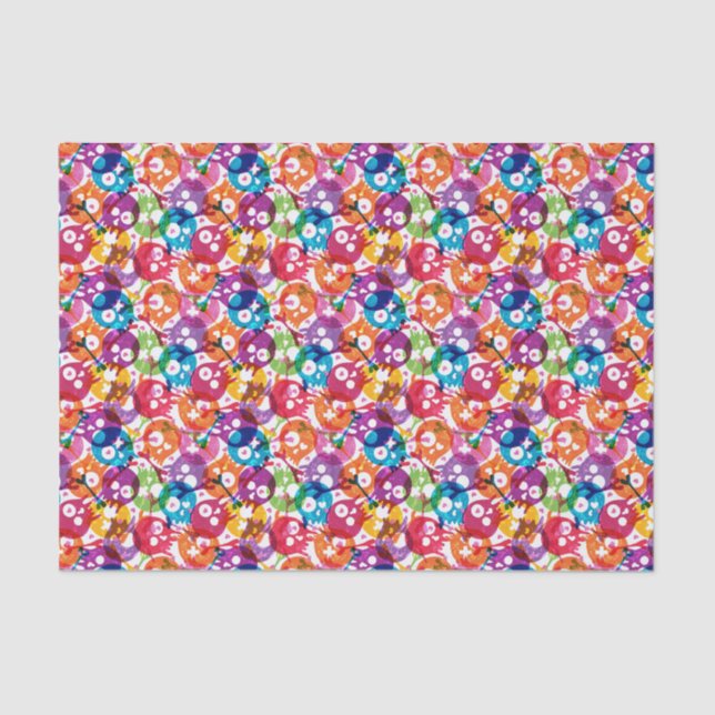Papel De Seda Teste padrão 3 dos crânios (Frente )