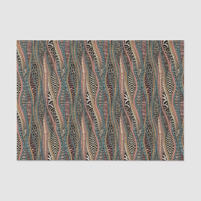 Papel De Seda Teste padrão abstrato no estilo étnico (Frente )