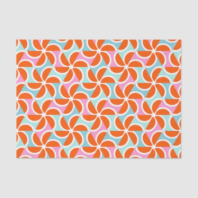 Papel De Seda Teste padrão alaranjado retro da cunha (Frente )