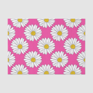 Papel De Seda Teste padrão amarelo cor-de-rosa da margarida