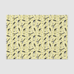 Papel De Seda Teste padrão amarelo da ferramenta do cabeleireir