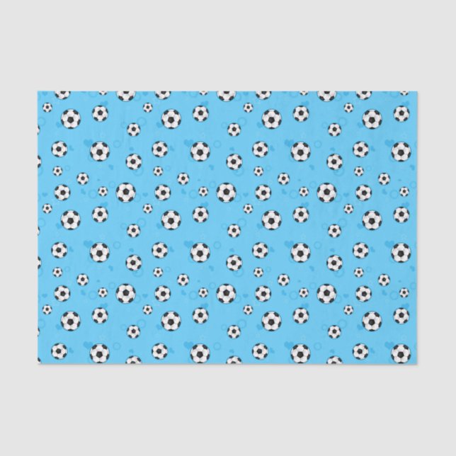 Papel De Seda Teste padrão azul da bola de futebol (Frente )