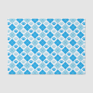 Papel De Seda Teste padrão azul do impressão da pata de Argyle