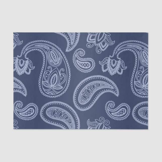 Papel De Seda Teste padrão azul escuro elegante de paisley (Frente )