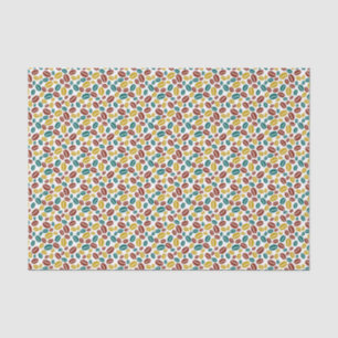 Papel De Seda Teste padrão azul retro dos feijões de café de