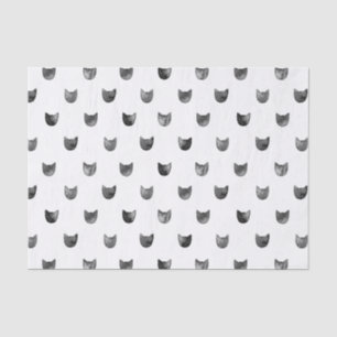Papel De Seda Teste padrão bonito chique preto e branco do gato
