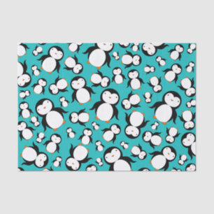 Papel De Seda Teste padrão bonito do pinguim de turquesa