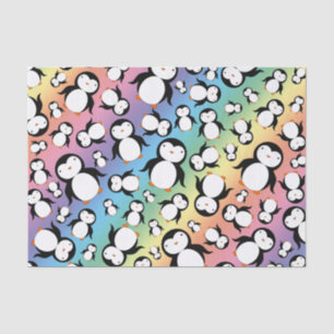 Papel De Seda Teste padrão bonito do pinguim do arco-íris