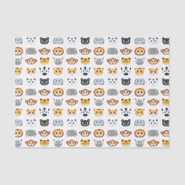 Papel De Seda Teste padrão bonito dos animais da selva (Frente )