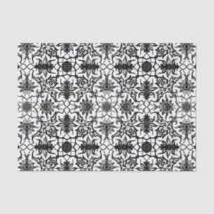 Papel De Seda Teste padrão chinês de Nouveau da arte - preto e