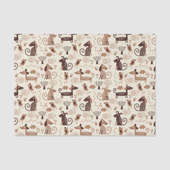 Papel De Seda teste padrão com cães bonitos (Frente )