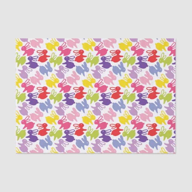 Papel De Seda teste padrão com coelhos da páscoa (Frente )