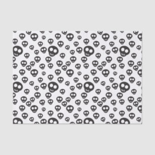 Papel De Seda Teste padrão com os crânios pretos no branco