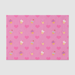 Papel De Seda Teste padrão cor-de-rosa do cupcake