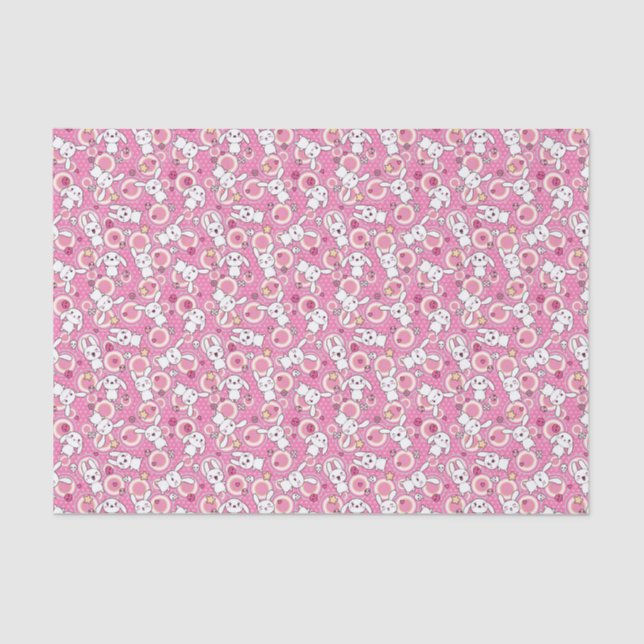 Papel De Seda teste padrão cor-de-rosa do kawaii (Frente )