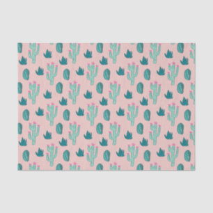 Papel De Seda Teste padrão cor-de-rosa e verde bonito do cacto