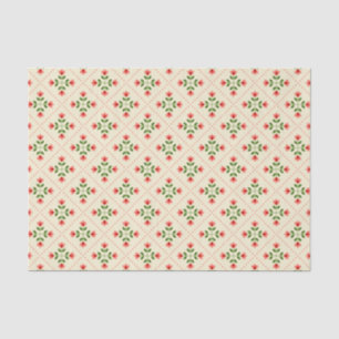Papel De Seda Teste padrão cor-de-rosa & verde floral da arte