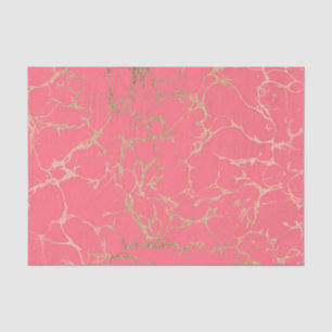 Papel De Seda Teste padrão coral elegante do mármore da folha